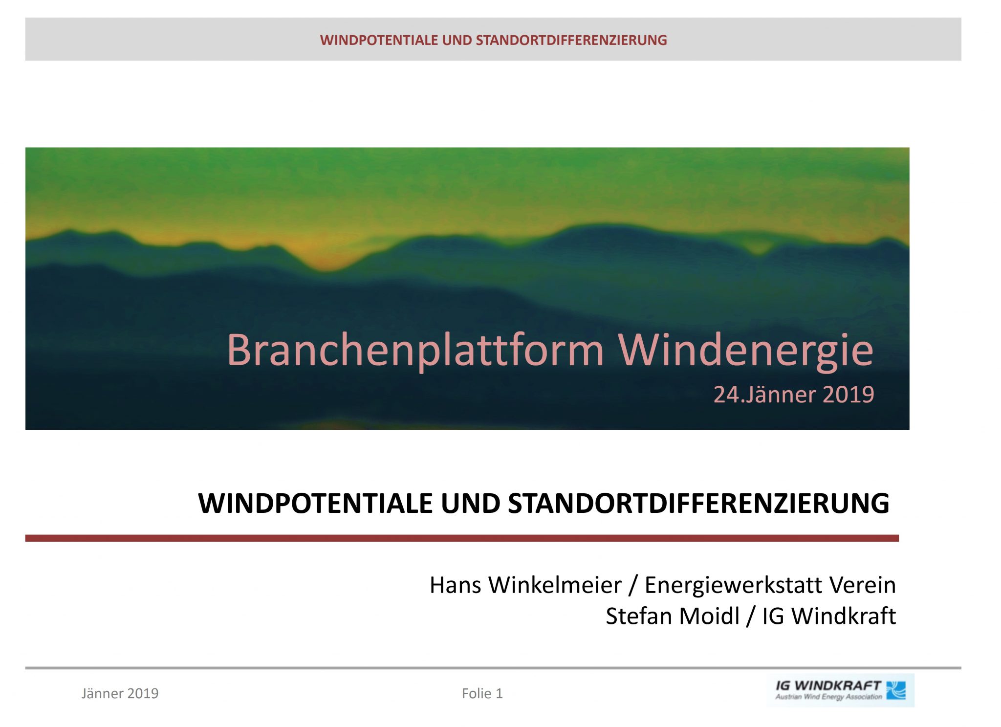 Branchenplattform der IG Windkraft 13 IG Windkraft Branchenplatform